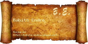 Babits Endre névjegykártya